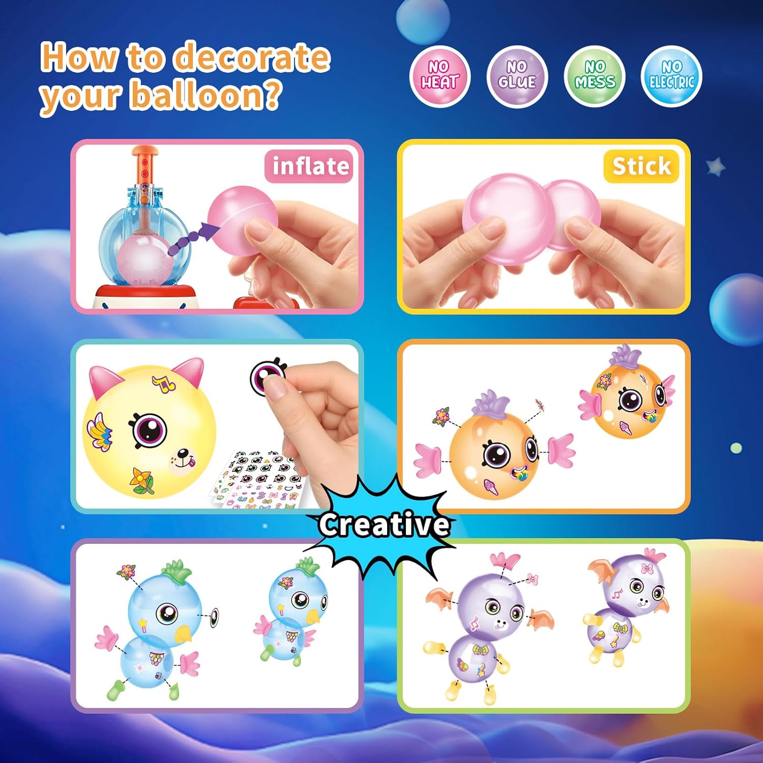 DIY Magic Sticky Balloon Kit 195pcs Nano Tape Craft Set Kids