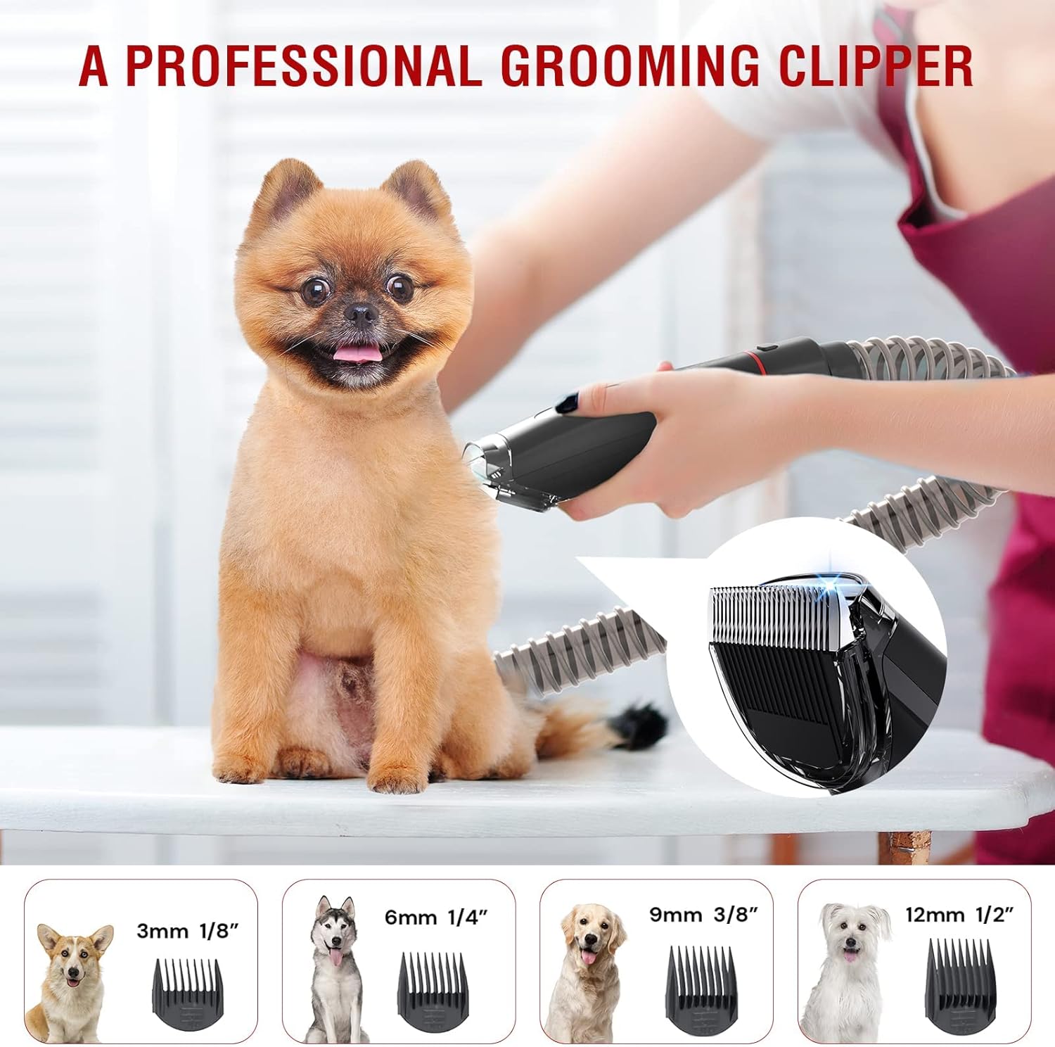 Dog Grooming Kit Vacuum 6 Tool 2.5L Low Noise Clippers