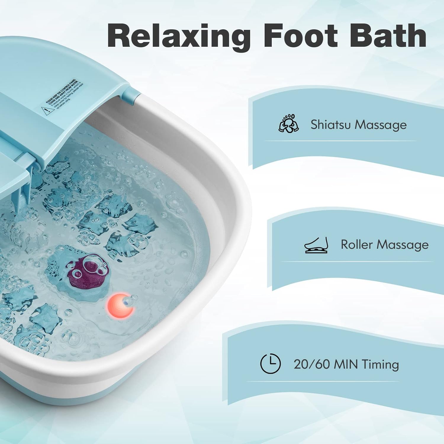 Electric Foldable Foot Spa Massager Heat Bubble Soak Roller