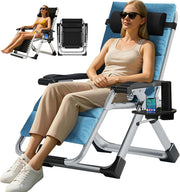 Zero Gravity Recliner Chair Folding Sun Lounger Flax Blue