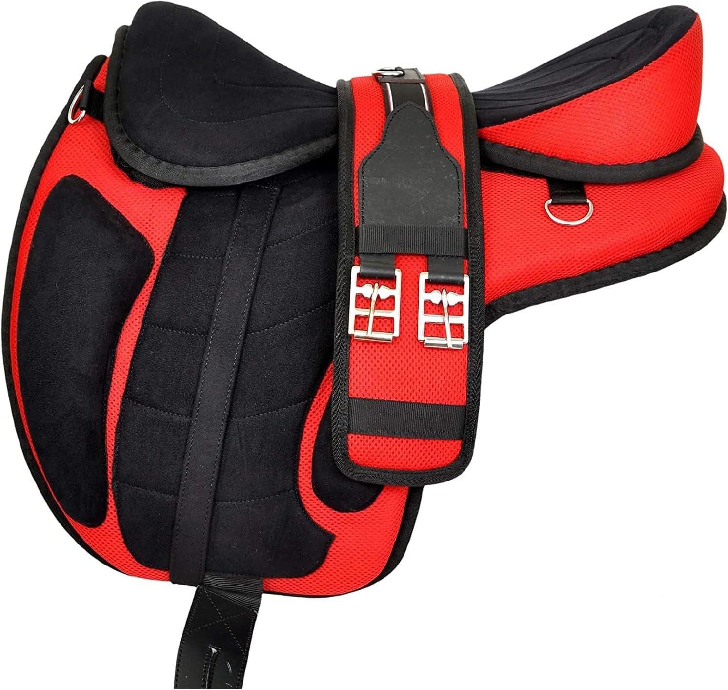Treeless Horse Saddle 17 Inch Red Synthetic Lightweight Seat