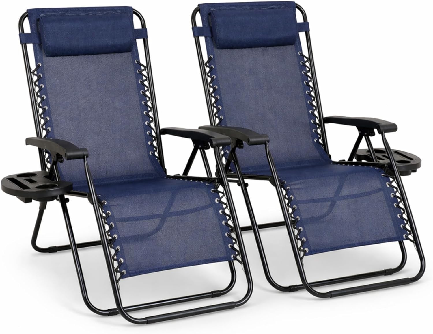 Zero Gravity Chairs Set of 2 Navy Reclining Sun Loungers