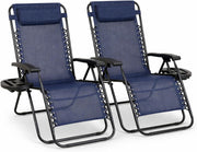 Zero Gravity Chairs Set of 2 Navy Reclining Sun Loungers