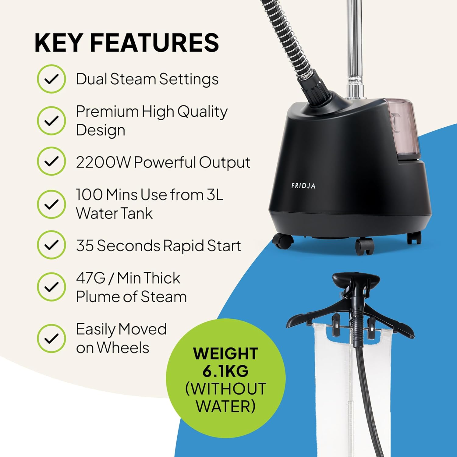 2200W Garment Steamer 3L Tank Upright 2 Modes Professional