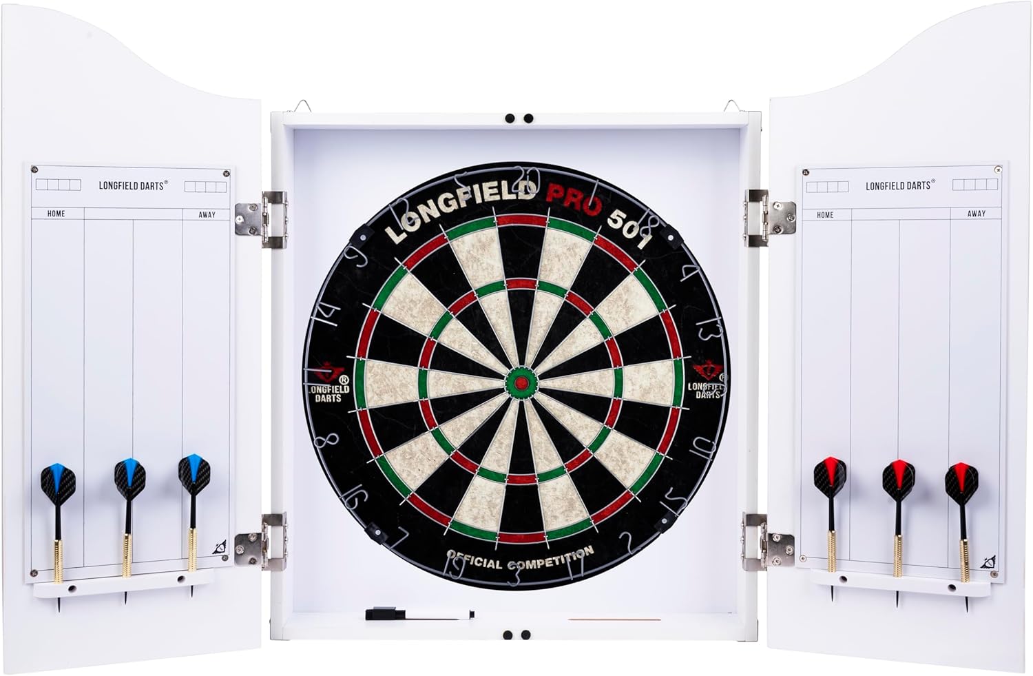 18in Dartboard Cabinet Set Sisal Board Wooden Case 6 Darts Score