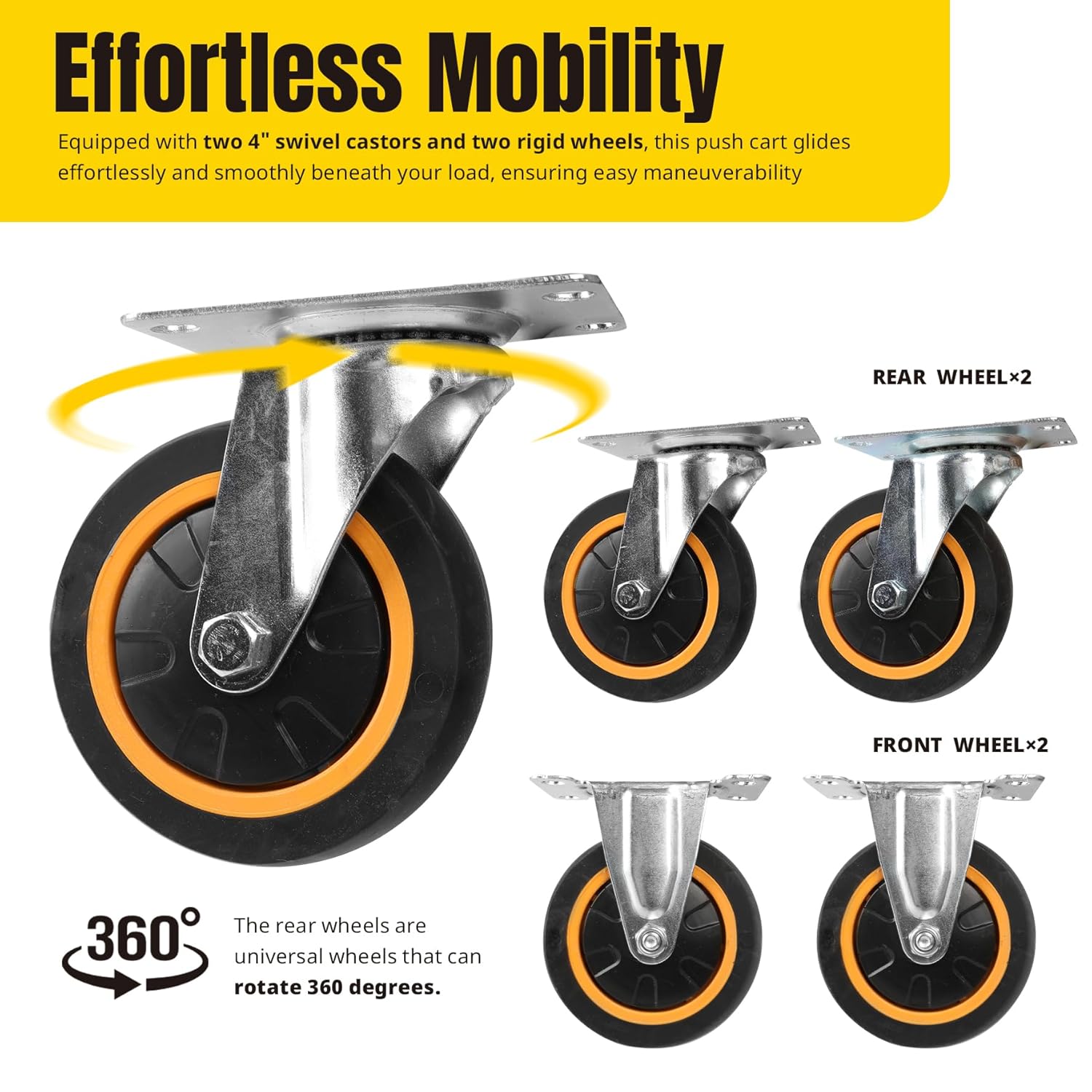 Foldable Platform Push Dolly 150KG Cart Black Yellow