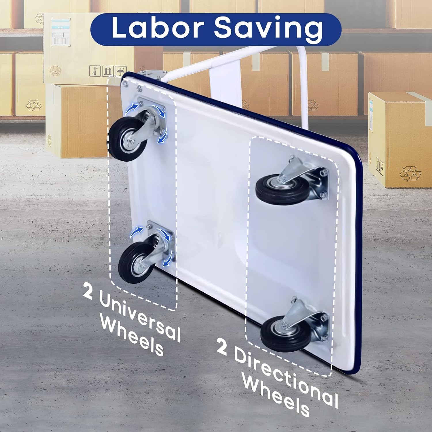 Heavy Duty Folding Platform Trolley 300KG Flatbed Cart Blue