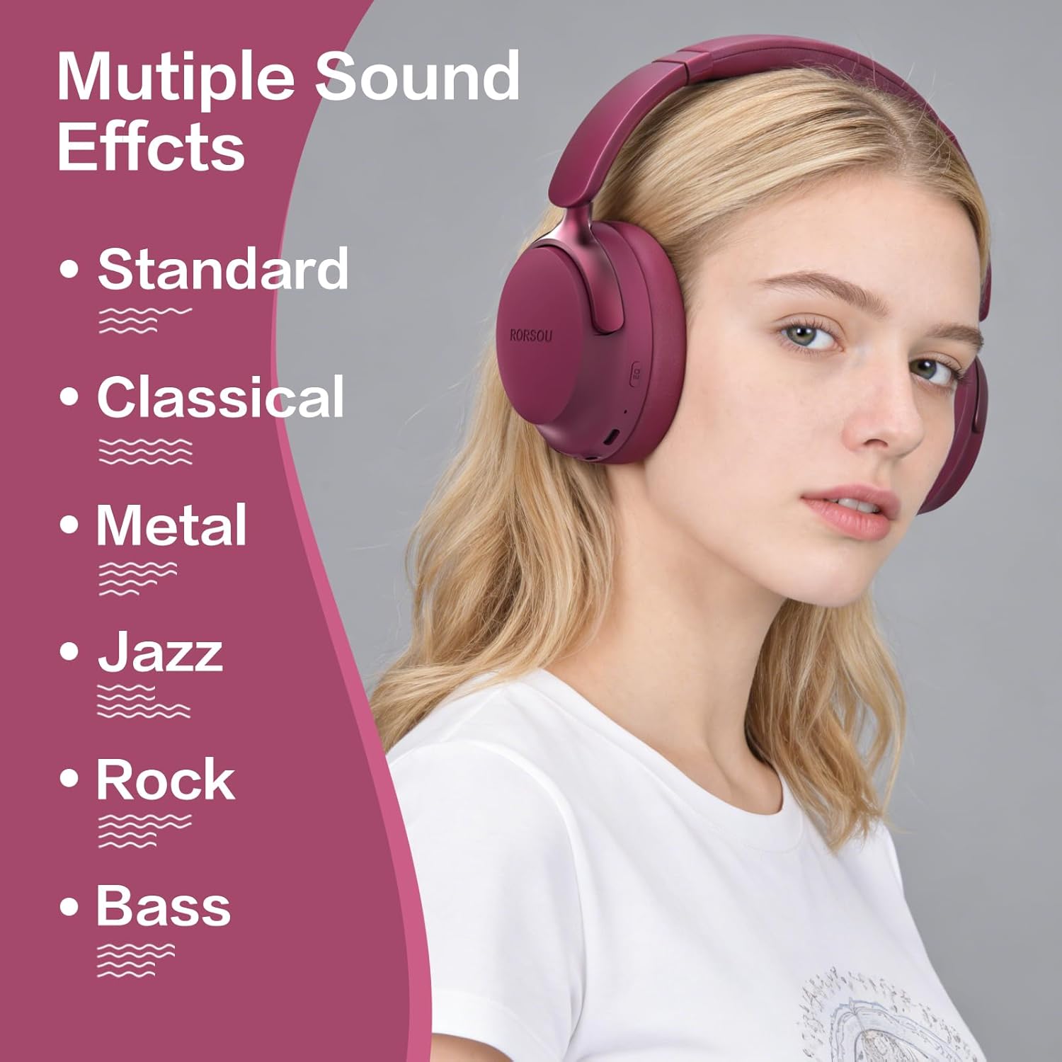 Bluetooth 5.4 Over Ear Headphones 50H Battery Deep Bass Foldable