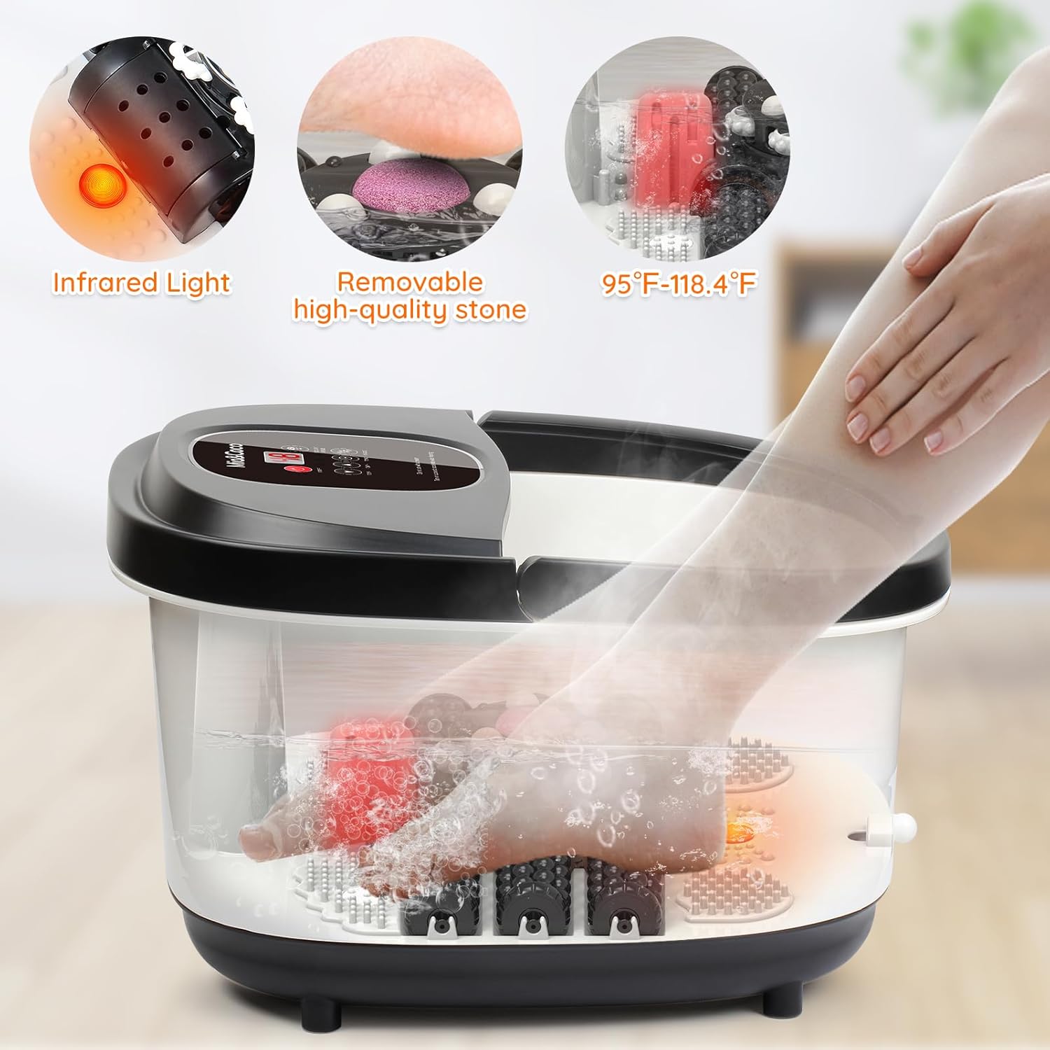 Foot Spa Massager Heat Bubble Shiatsu Rollers Pedicure Bath