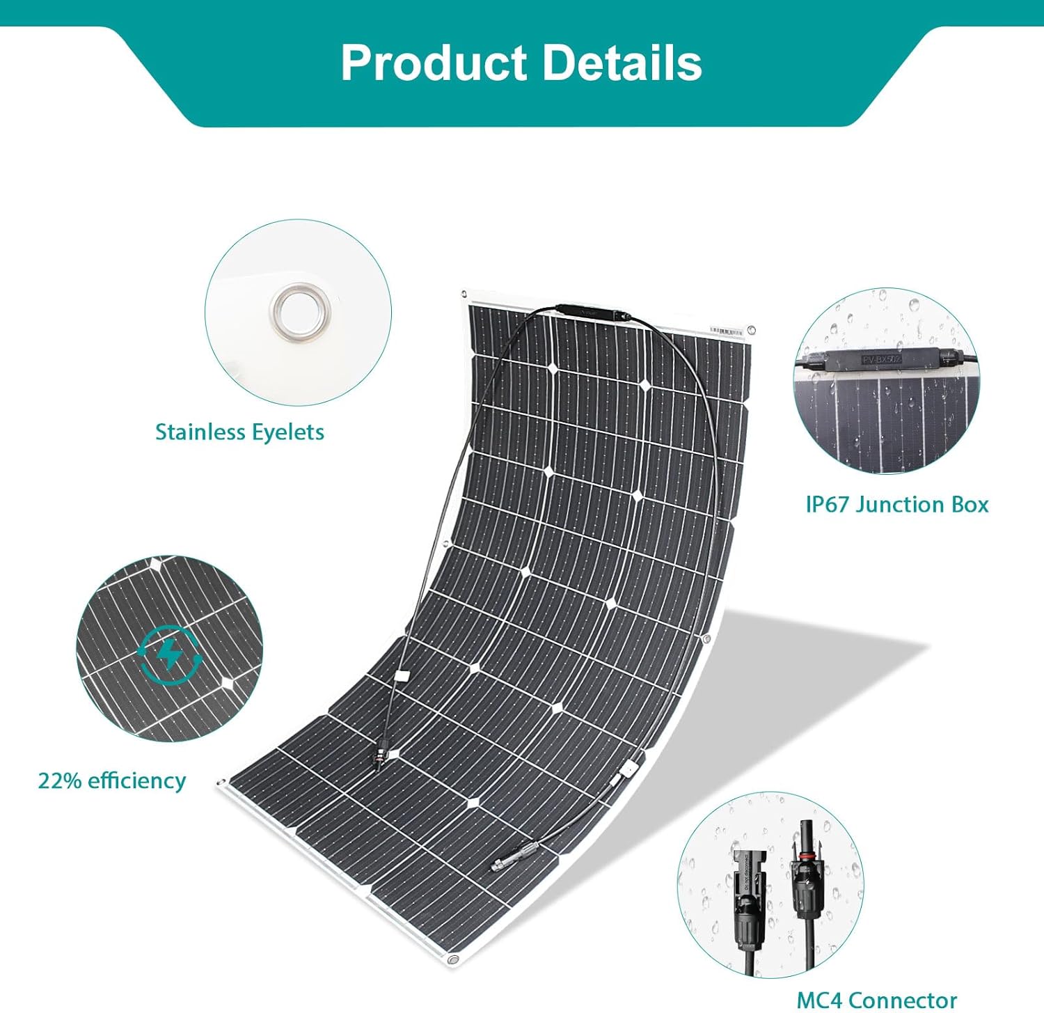 100W Flexible Solar Panel Kit 12V 24V Controller