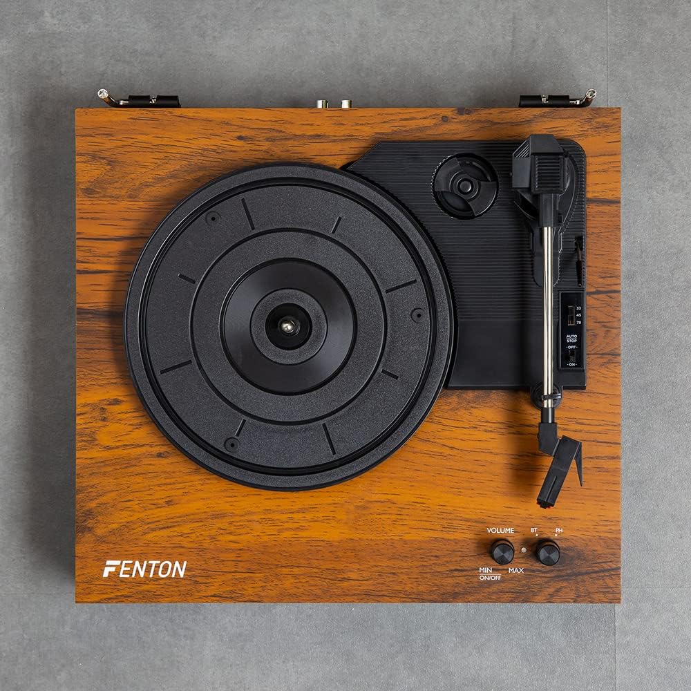 Bluetooth Record Player with Speakers 3 Speed Light Wood