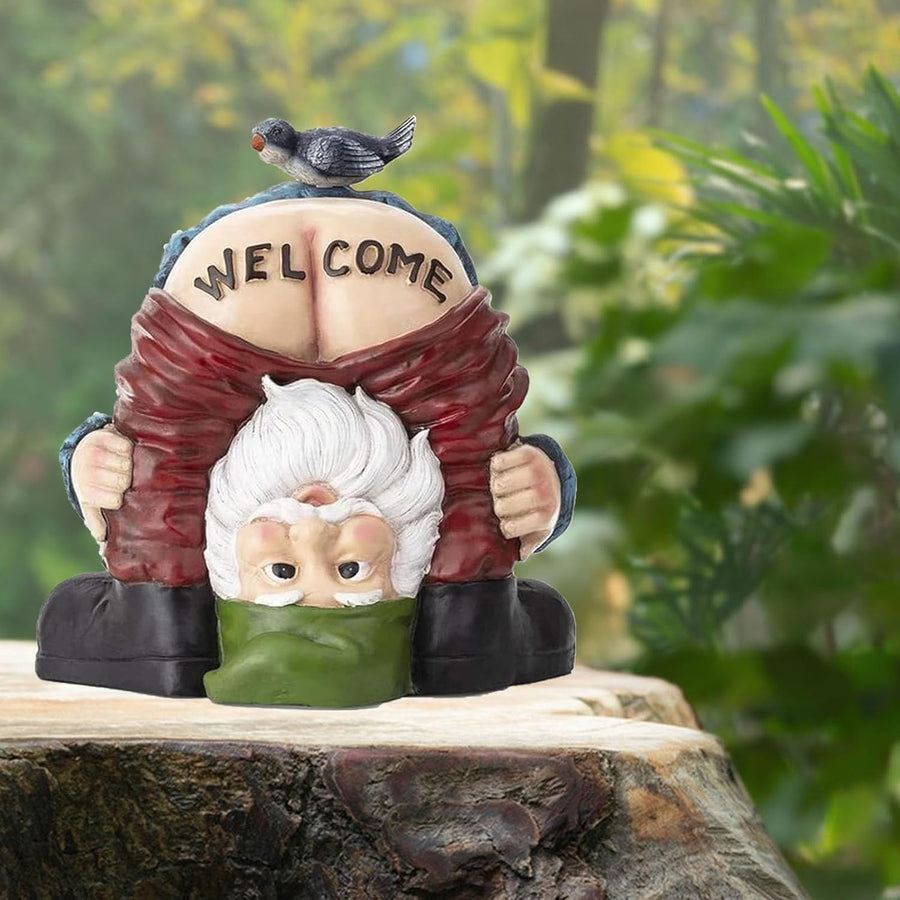 Funny Welcome Garden Gnome Statue Resin Outdoor Lawn Decor