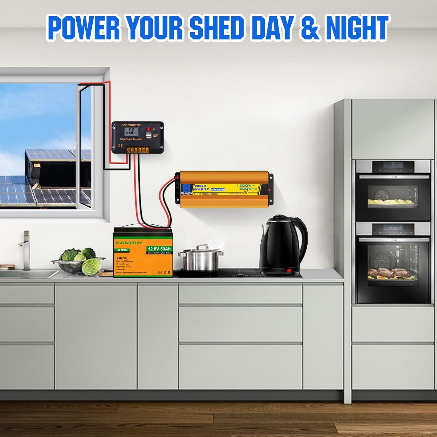 240W Off Grid Solar Kit 12V Battery Inverter RV Boat Shed