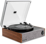 Bluetooth Vinyl Record Player 3 Speed Turntable Walnut Wood