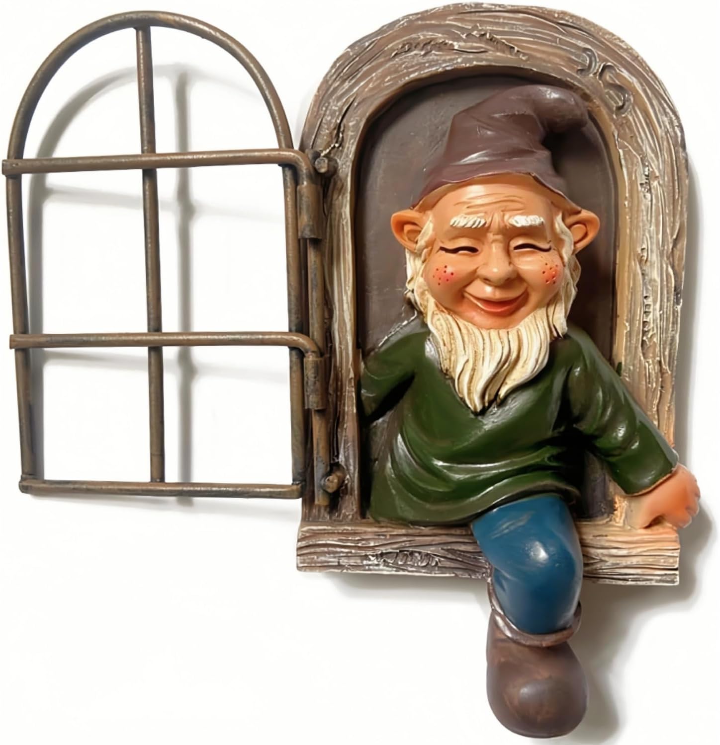 Tree Hugger Elf Garden Gnome Hanging Ornament Resin Outdoor Decor
