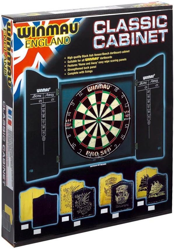 Dart Board Cabinet Wood Scoreboard Doors Deluxe Home Setup