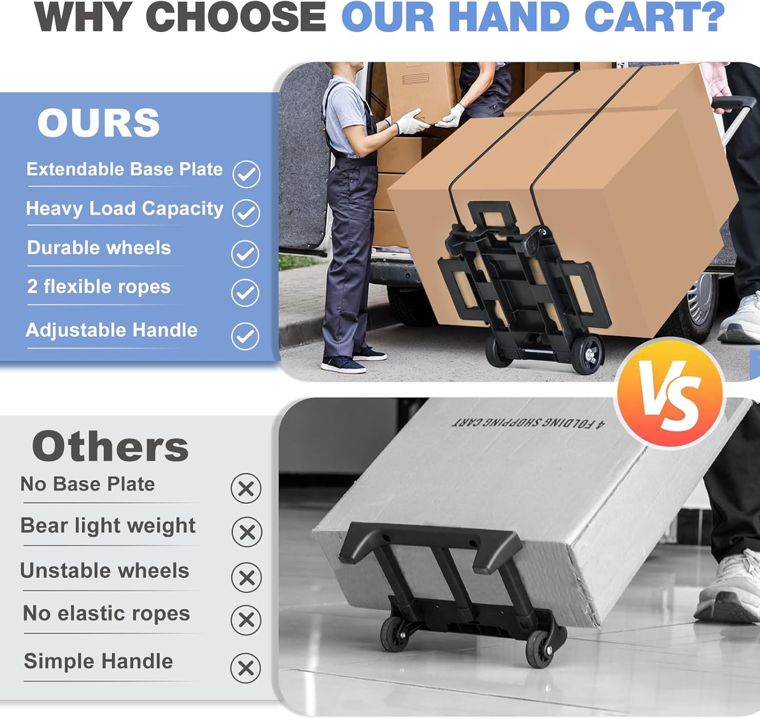 Folding Hand Truck Trolley 35KG Aluminium 2 Wheel Cart