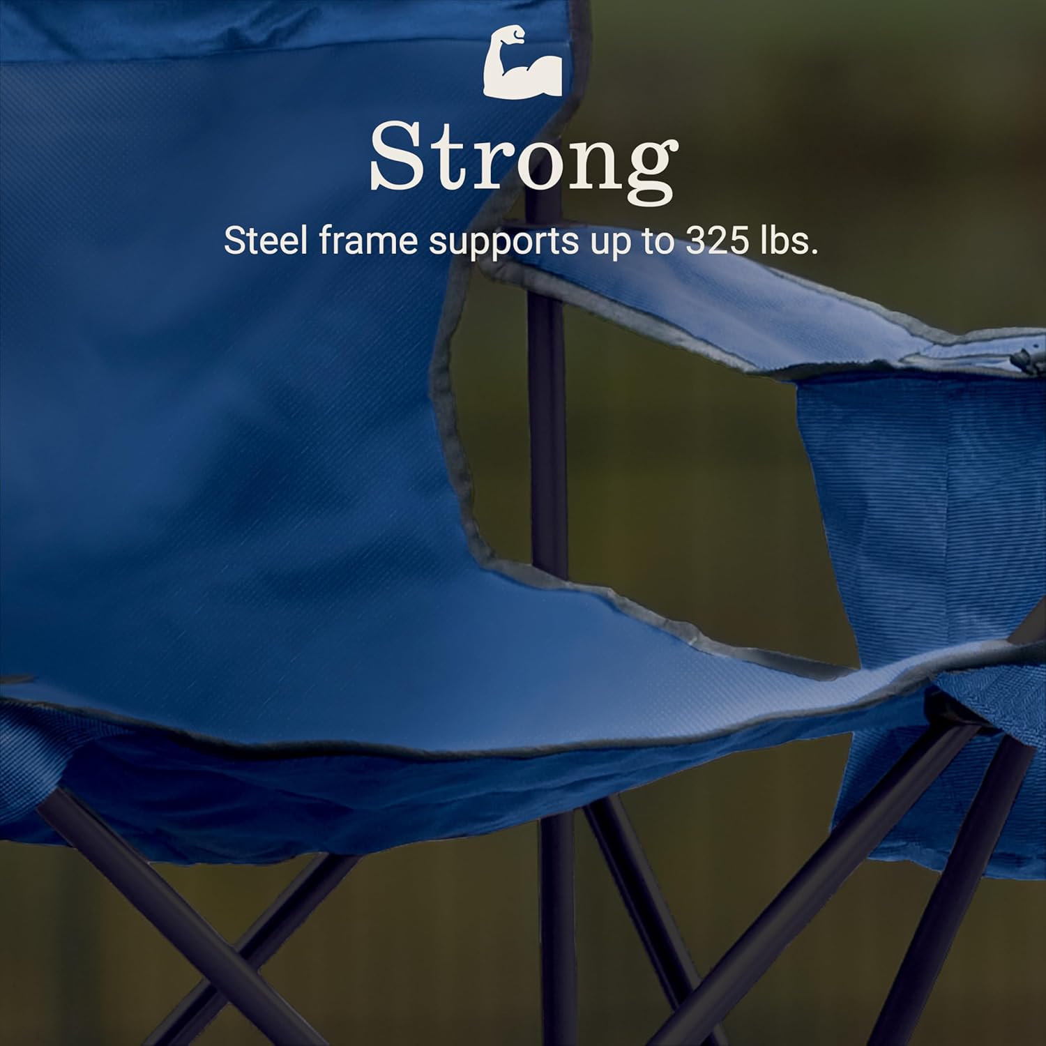 Portable Camping Chair with Cooler Foldable Blue
