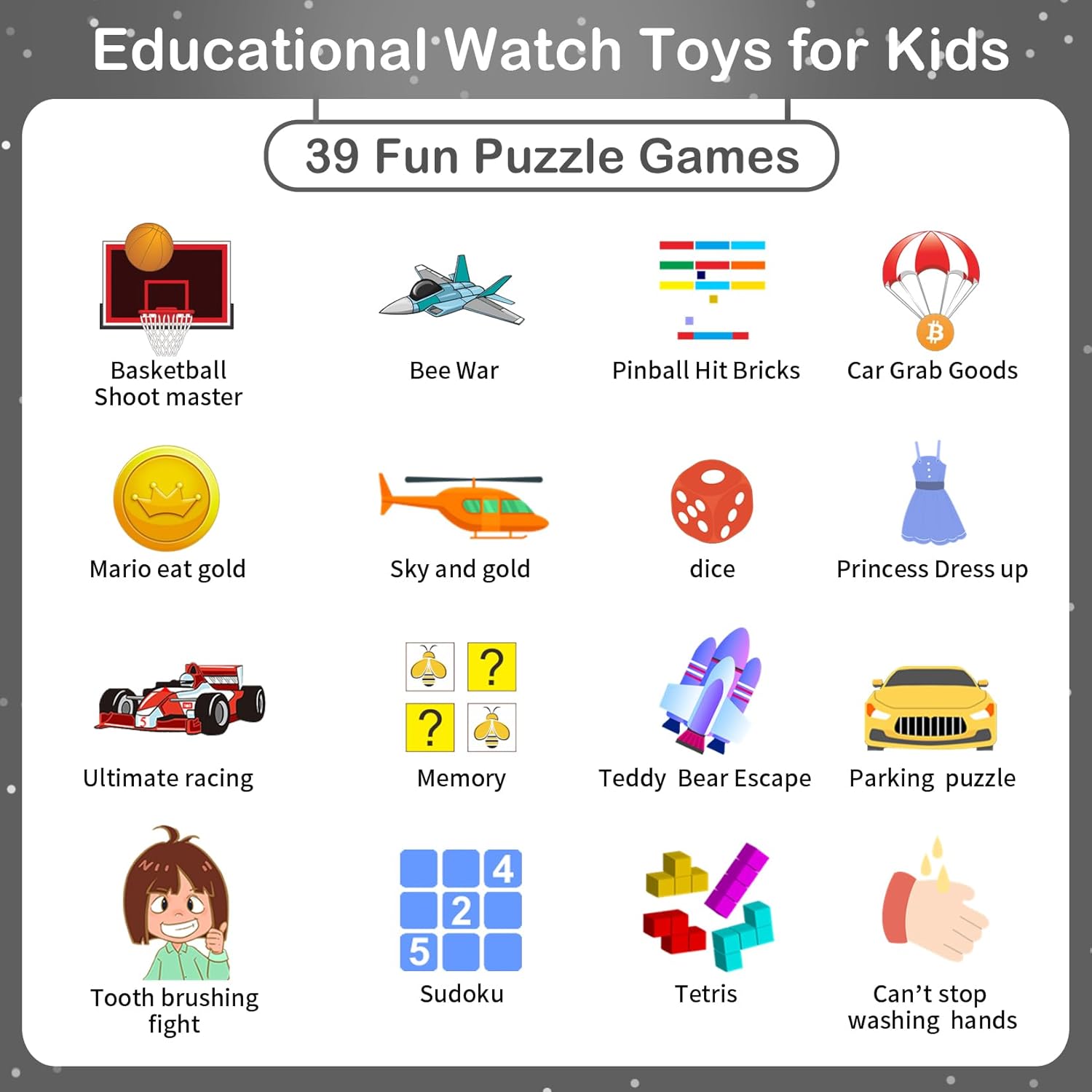 Kids Smart Watch Toy Camera Games Music Alarm Pedometer Watch