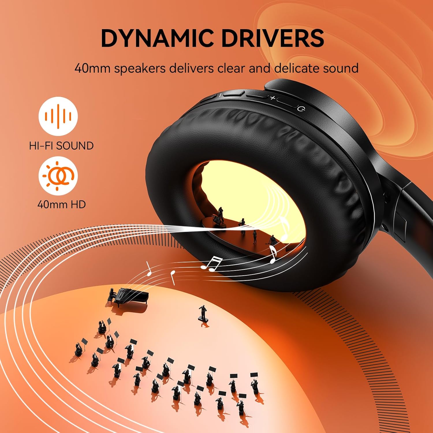 Bluetooth Over Ear Headphones 70H Playtime Foldable Mic HiFi