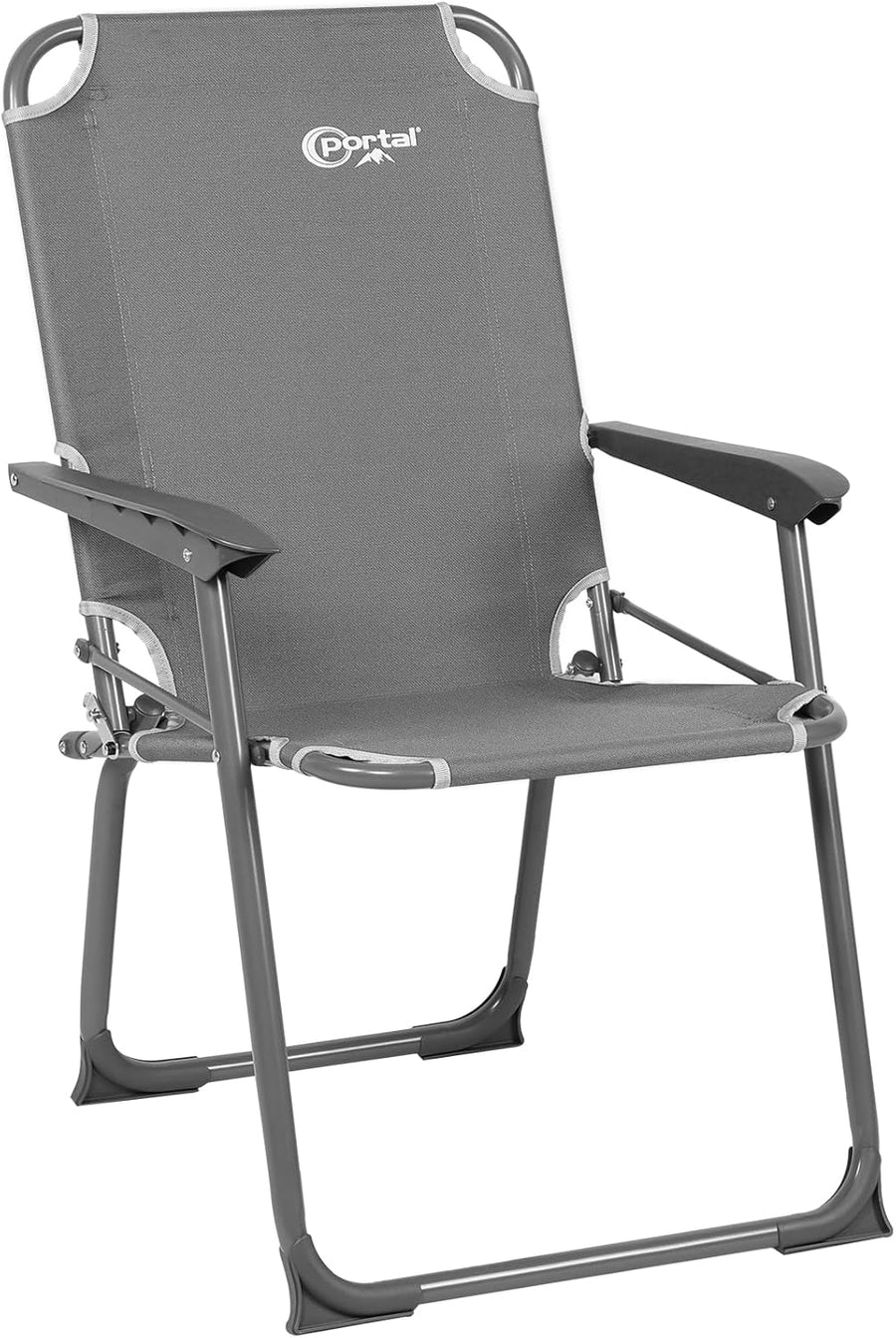 Lightweight Folding Camping Chair High Back Grey