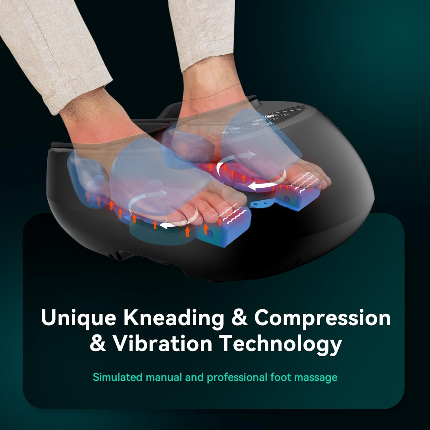 Shiatsu Foot Massager Heat Vibration Compression Remote Pain Relief