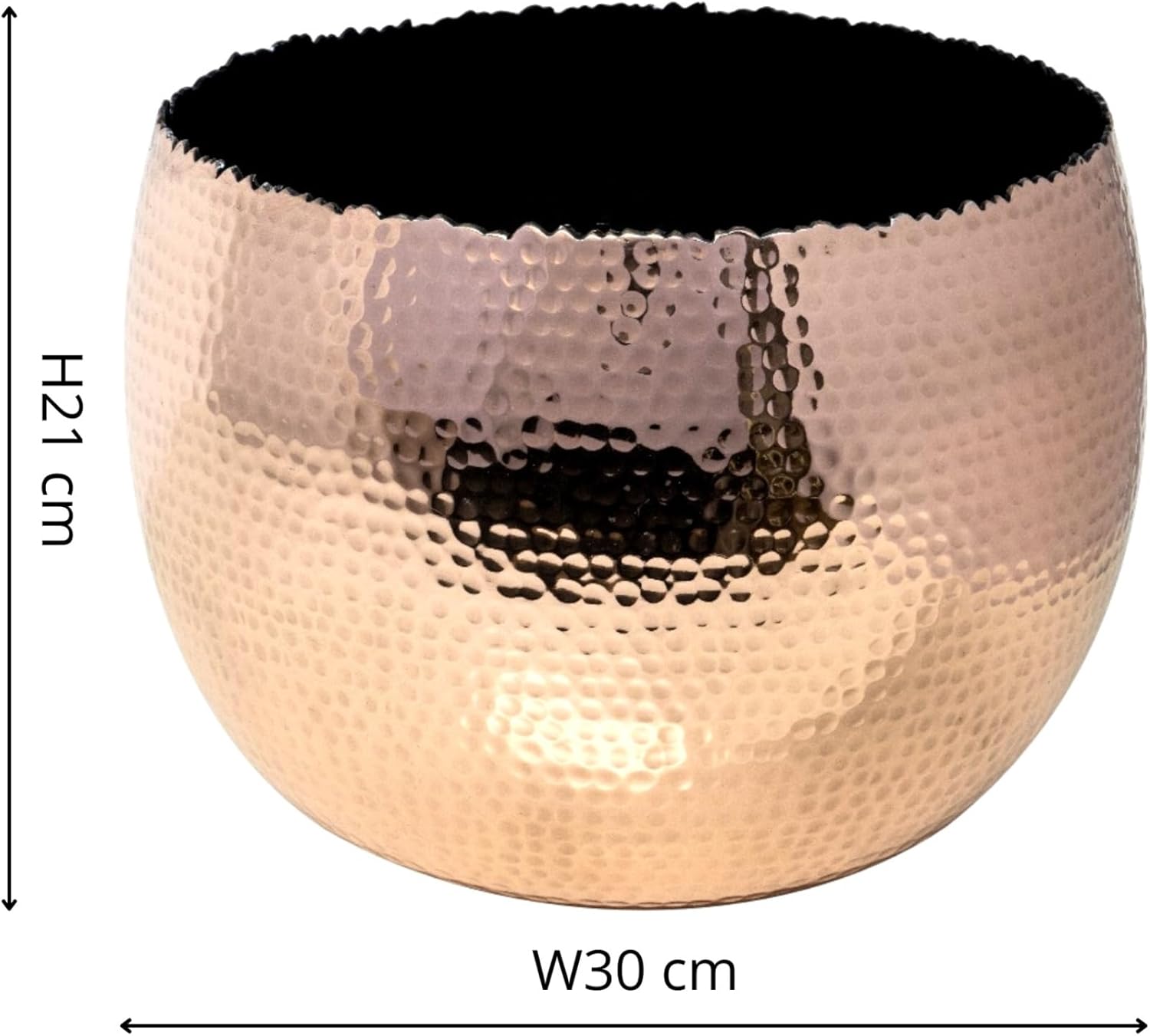 Hammered Copper Planter Bowl 30cm Indoor Metal Plant Pot