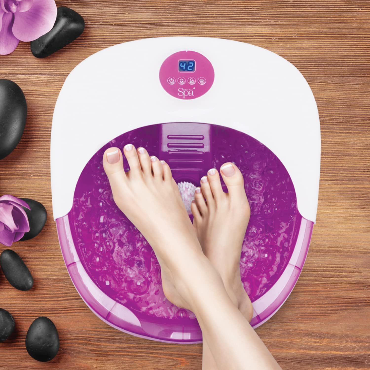 Heated Foot Spa Massager Bubble Bath Vibration Rollers Pedicure Set