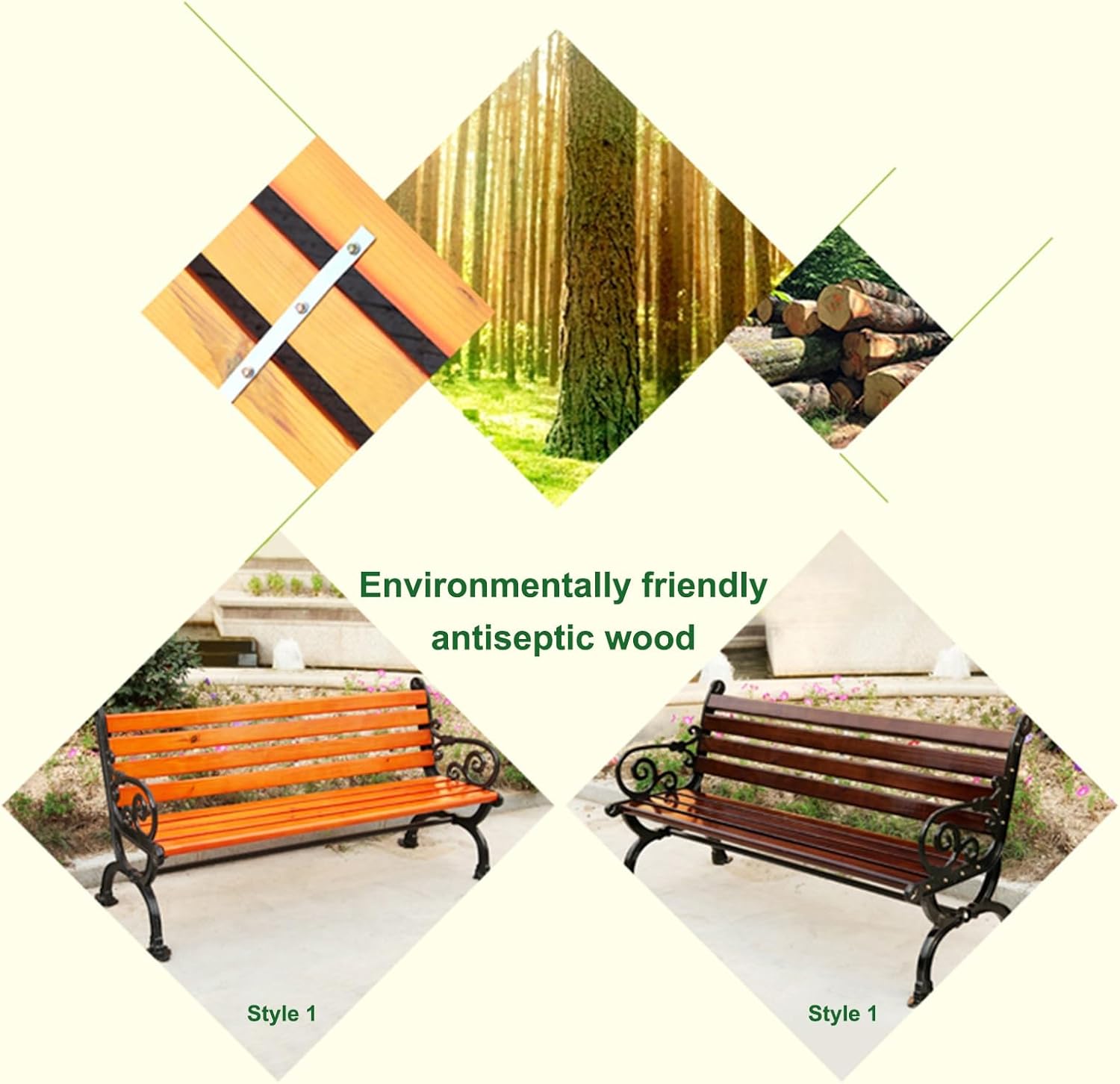 Outdoor Garden Bench Cast Iron Steel Patio Park Bench 120cm Seat