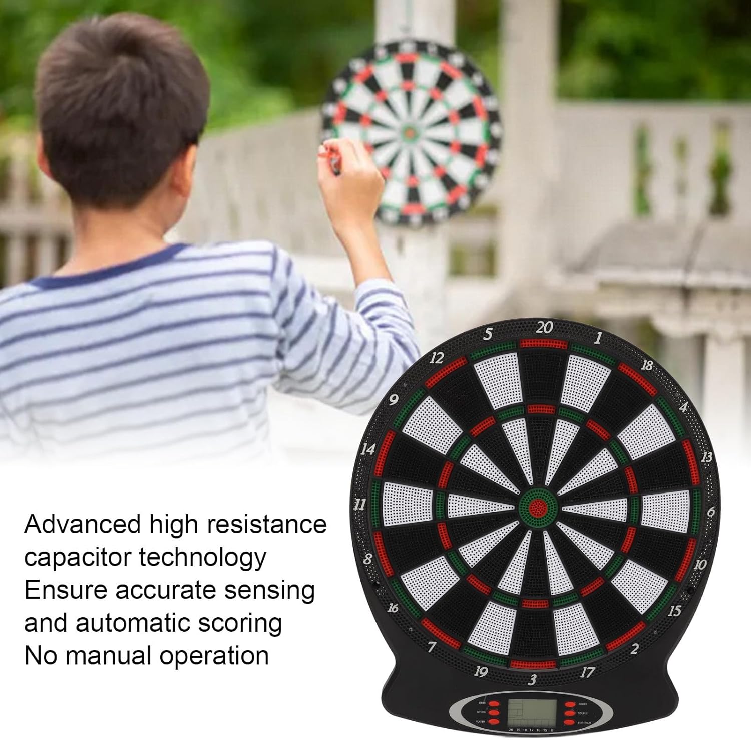 Electronic Dartboard 15in LCD Score Soft Tip Dart Set Family Game