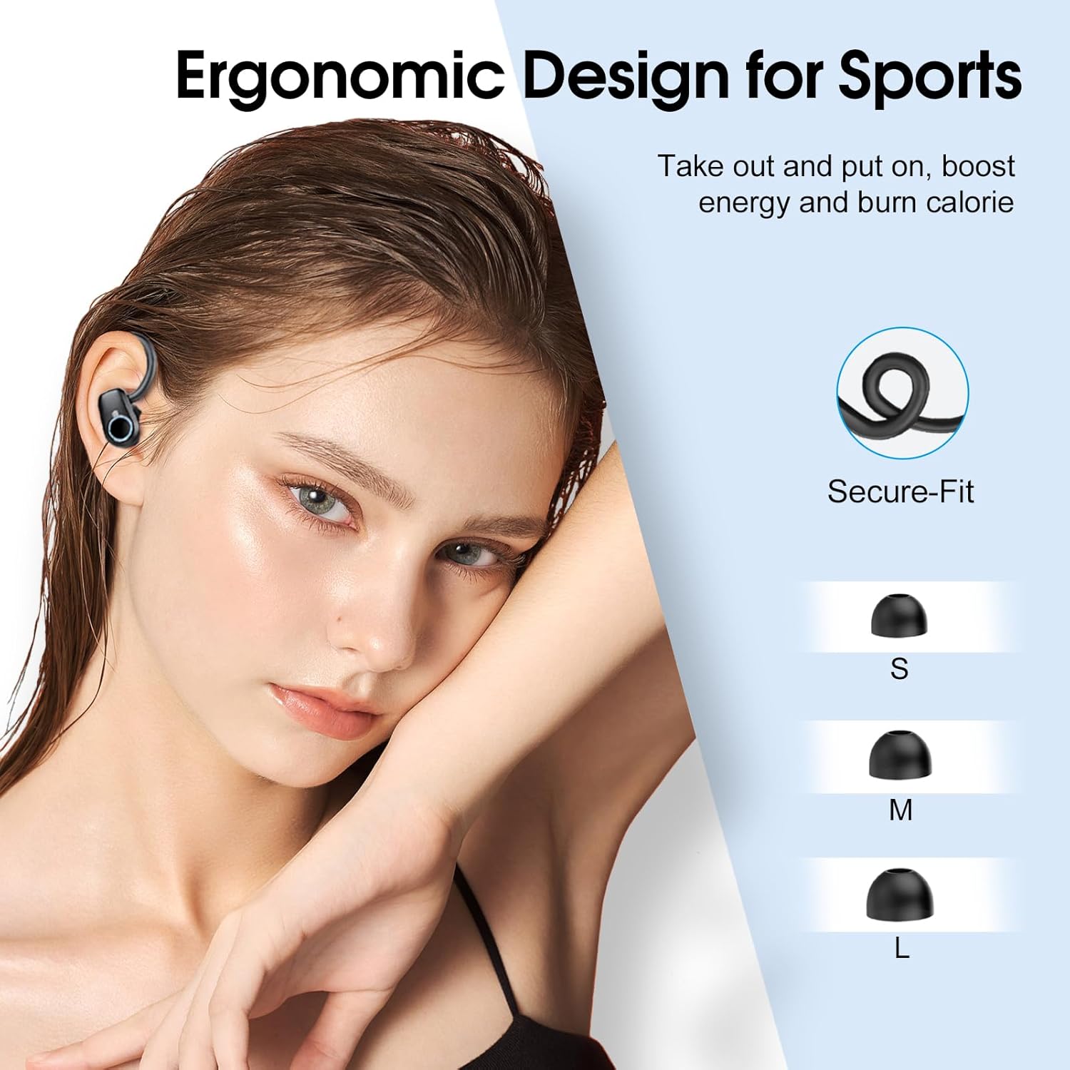 Wireless Sport Earbuds Bluetooth 5.3 ENC Mic 50H Battery LED