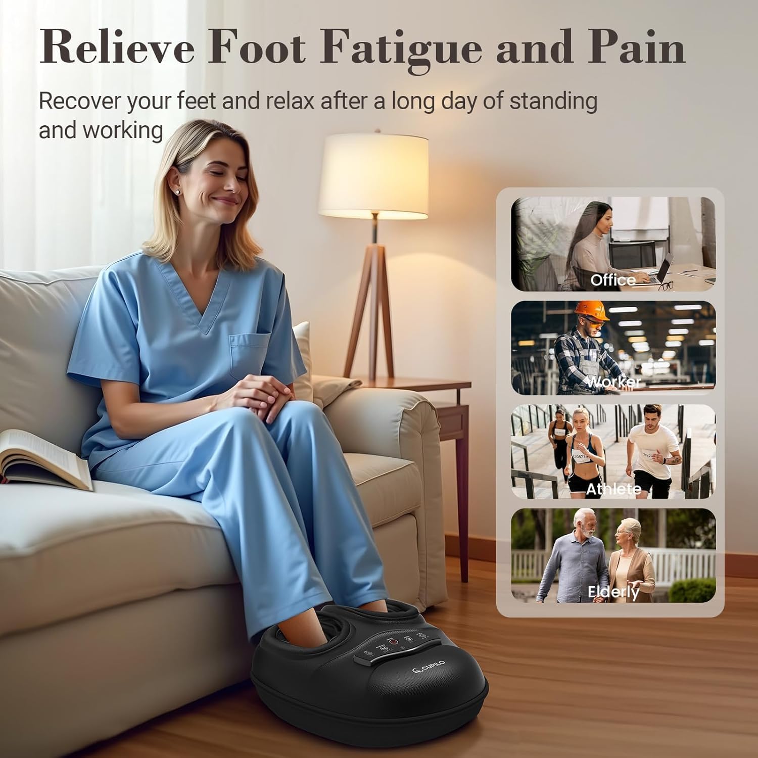 Shiatsu Foot Massager with Heat Compression Kneading Pain Relief