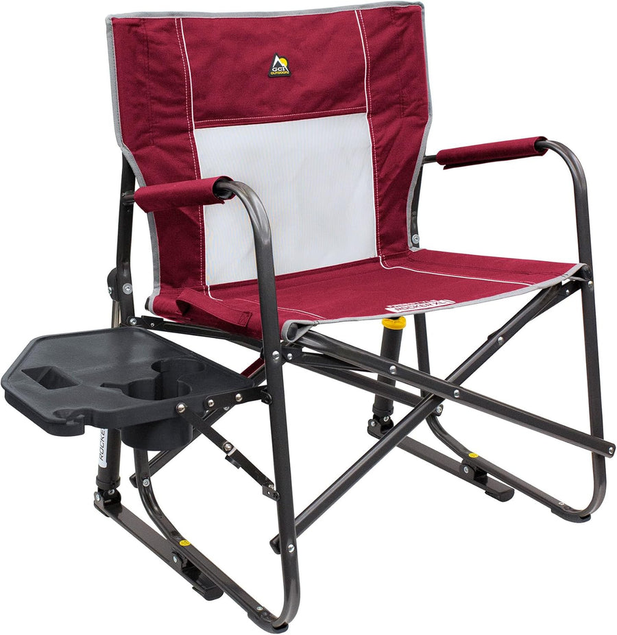 XL Folding Rocking Camping Chair with Side Table Outdoor Patio Seat
