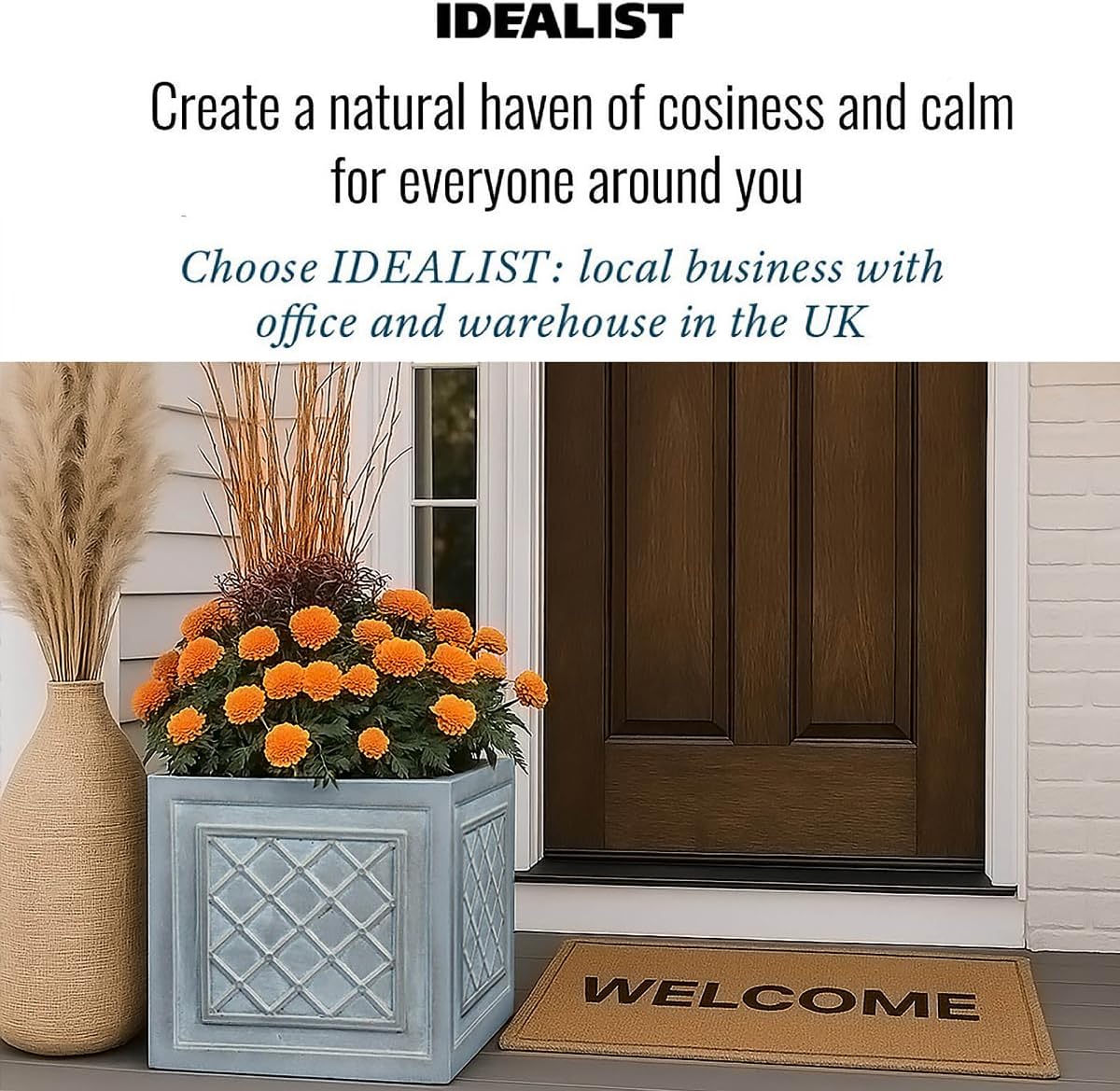 37cm Square Planter Grey Lattice Stone Effect Garden Pot