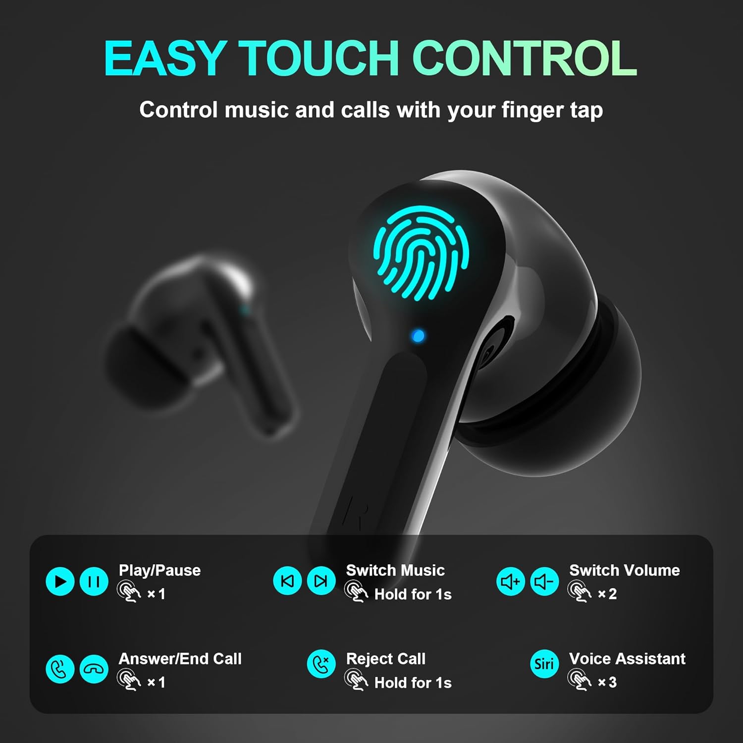 Bluetooth 5.3 Wireless Earbuds Deep Bass 35H LED Display Mic