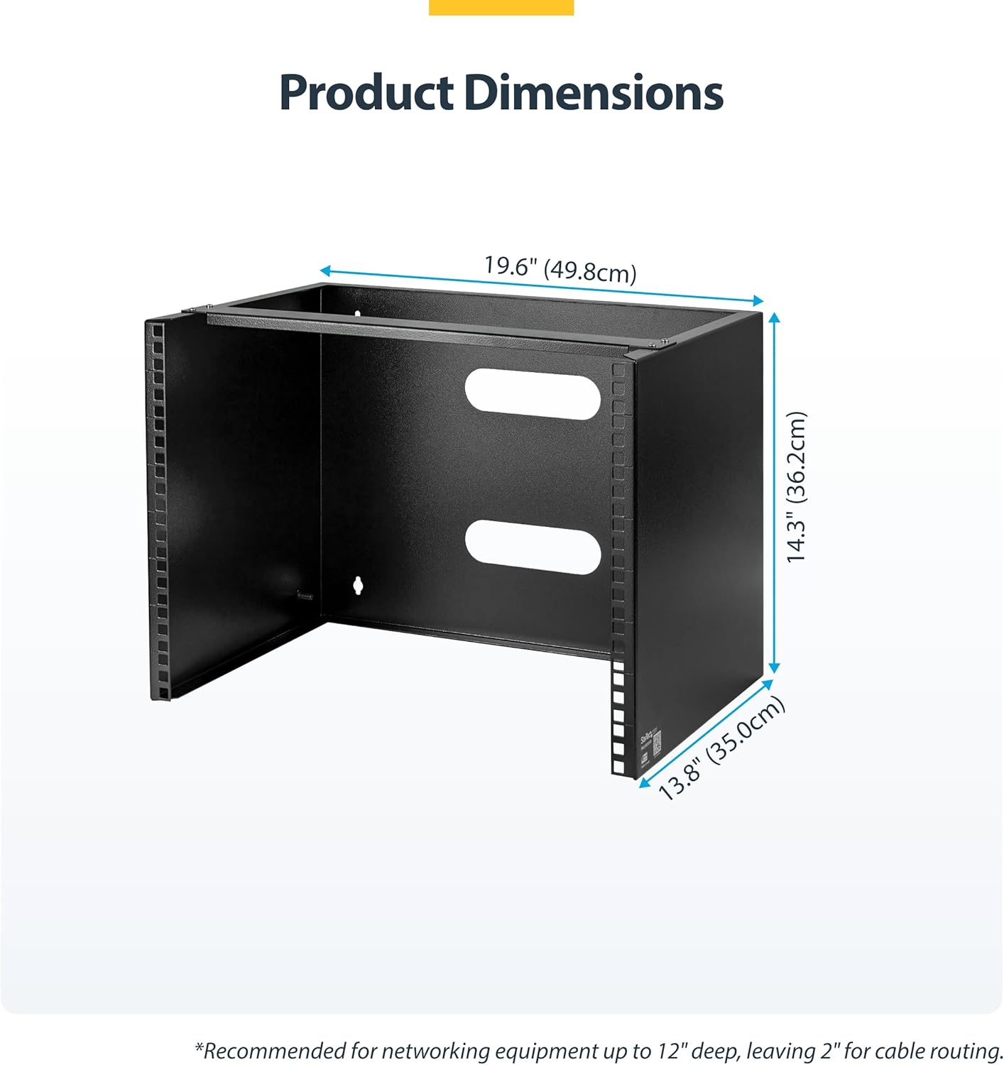 8U Wall Mount Network Rack 19 Inch Low Profile Steel Bracket
