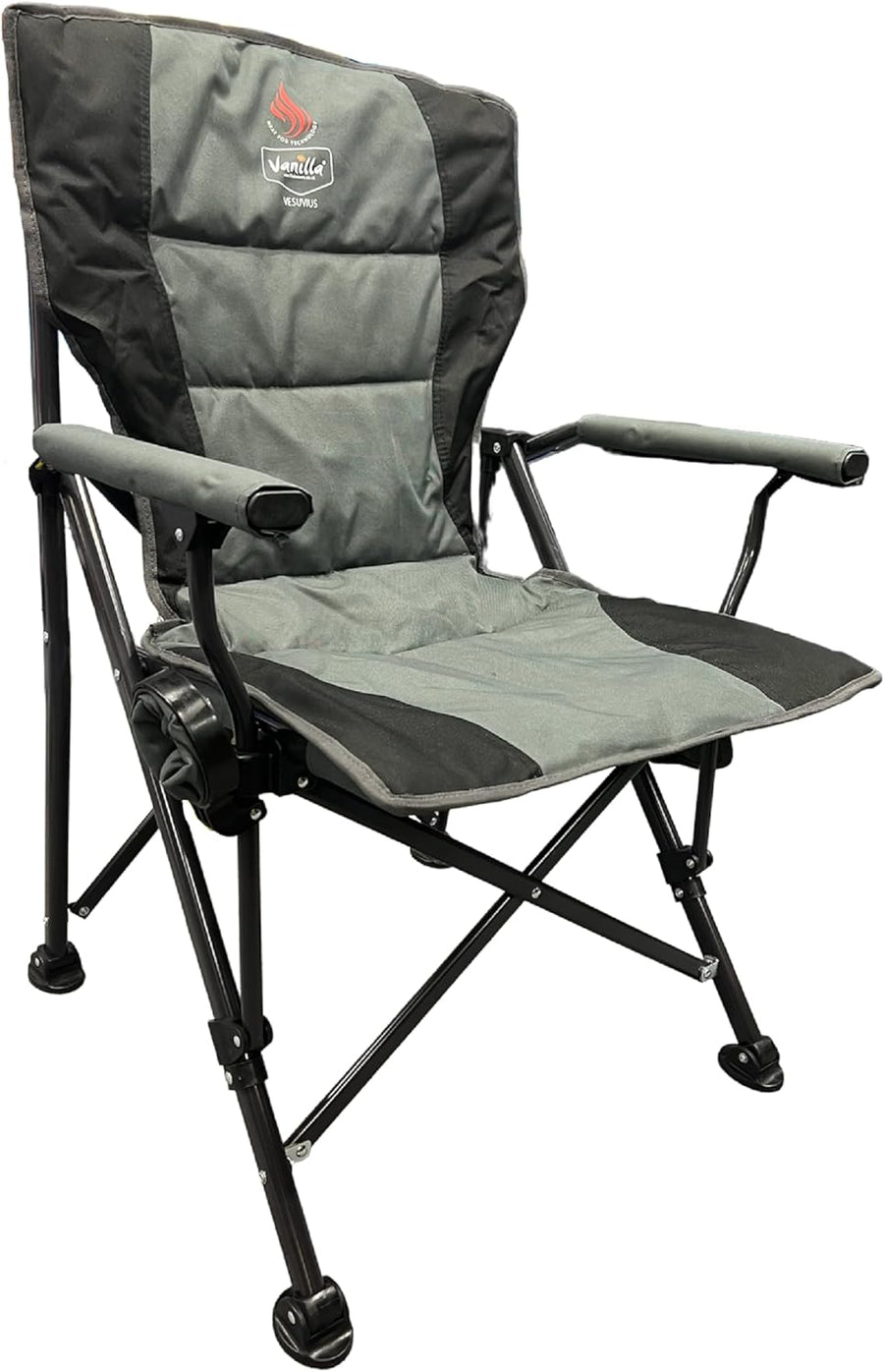 Heated Camping Chair Heavy Duty Foldable Grey