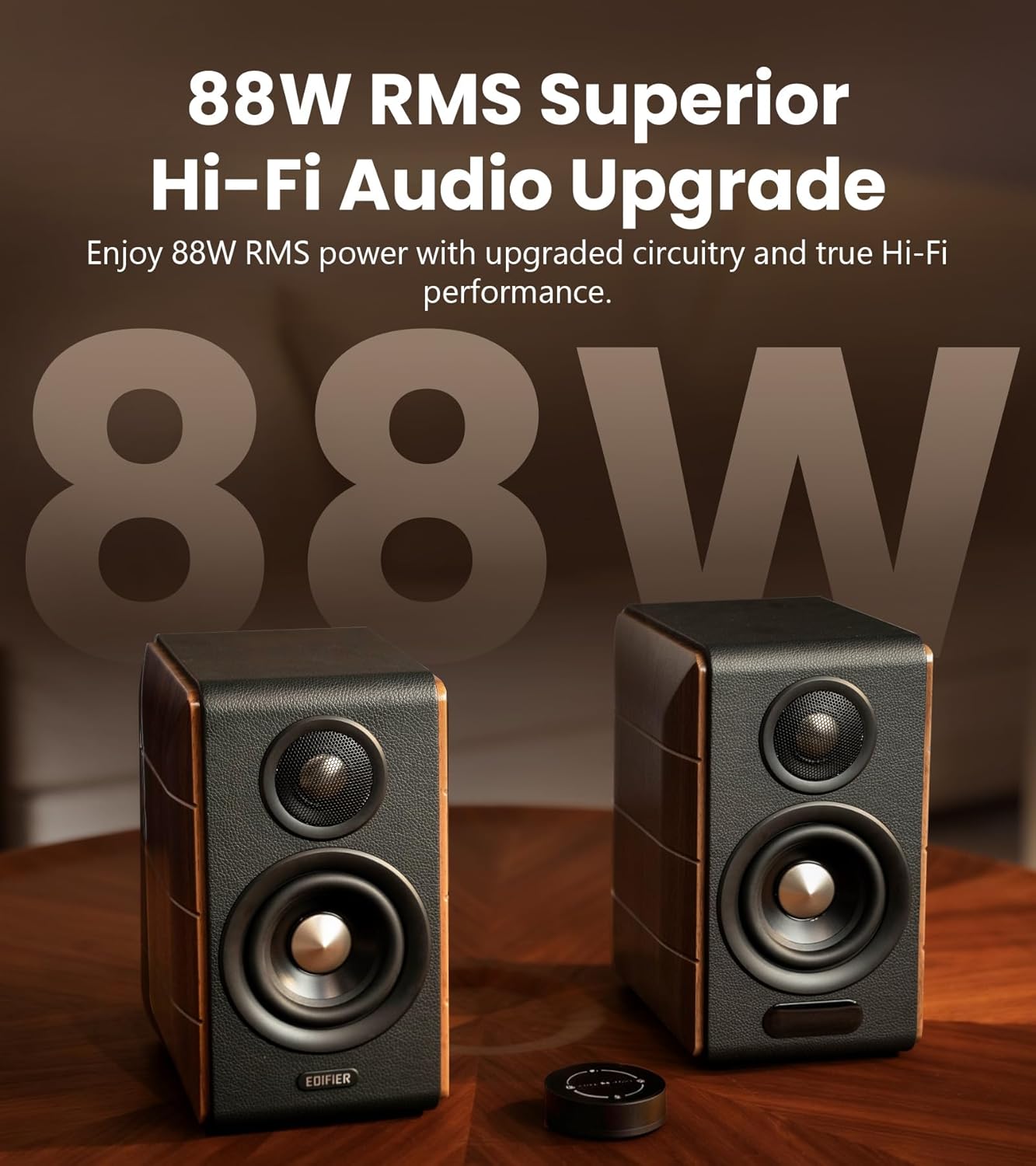Hi Res Bookshelf Speakers 88W Bluetooth LDAC USB C Optical RCA