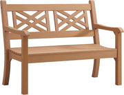 2 Seater Polymer Garden Bench Wood Effect Weatherproof Patio