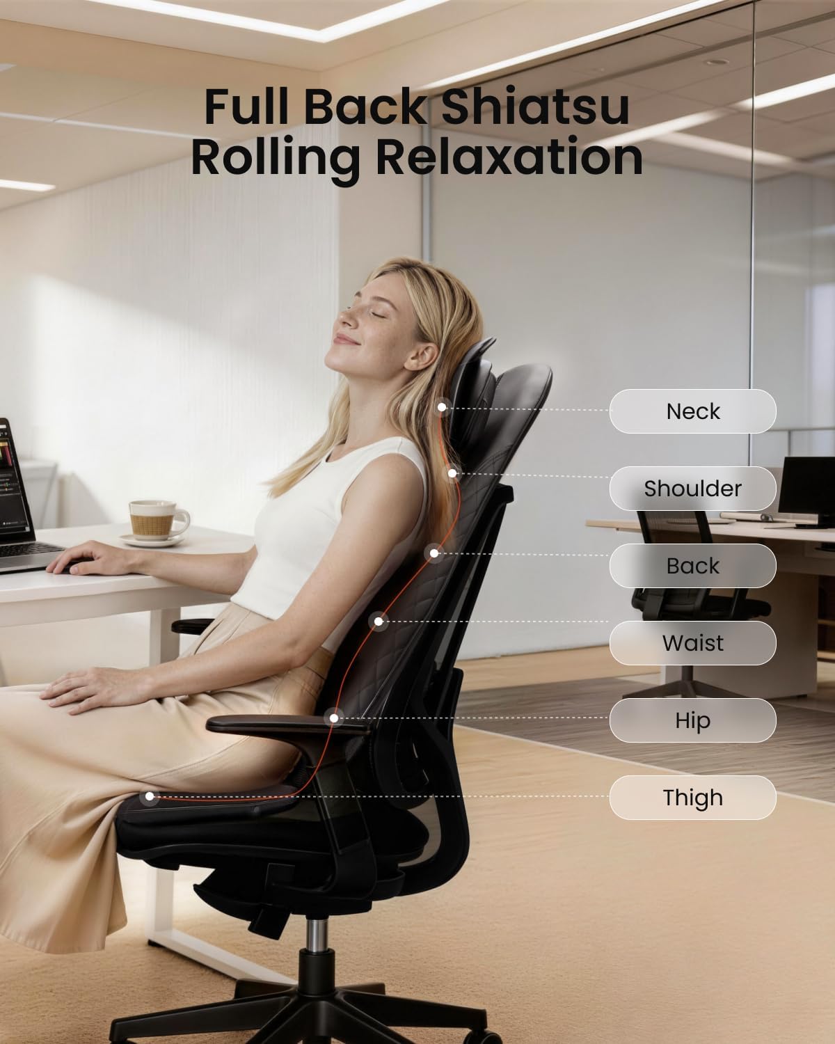 Shiatsu Back Massager Chair Heat Full Body Neck Seat Vibration