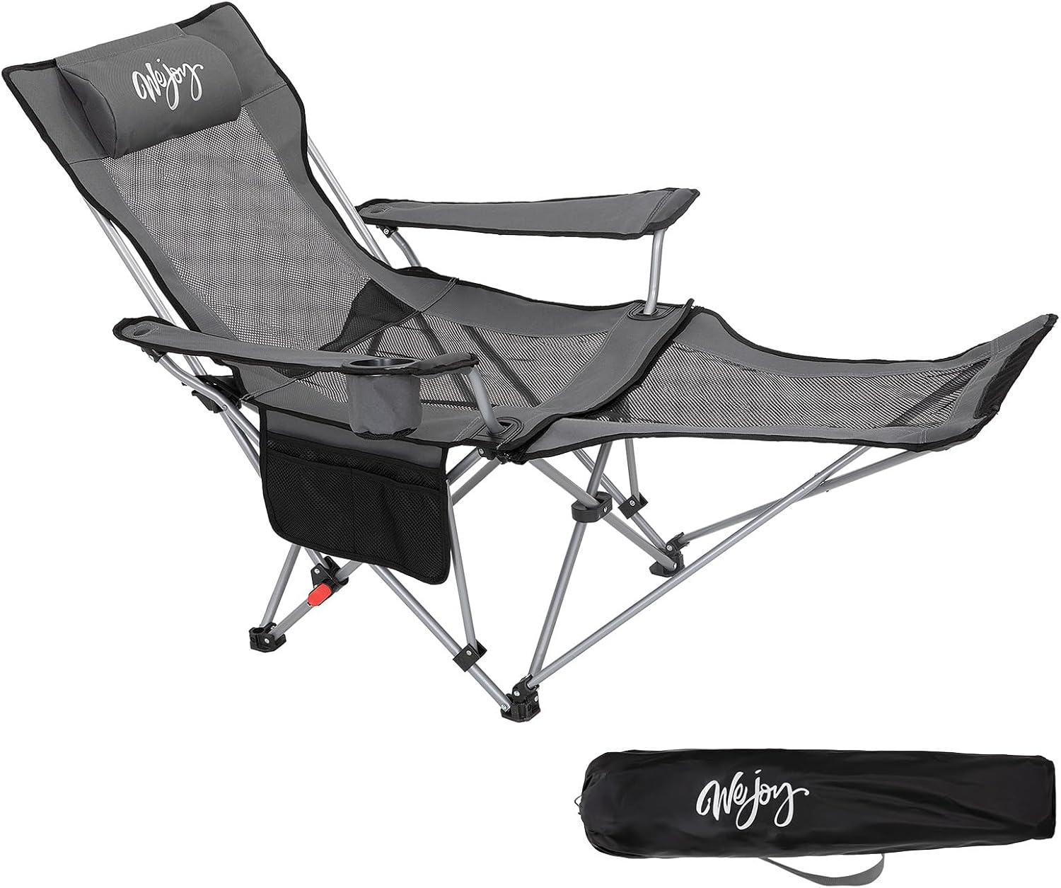 Reclining Camping Chair with Footrest Dark Grey