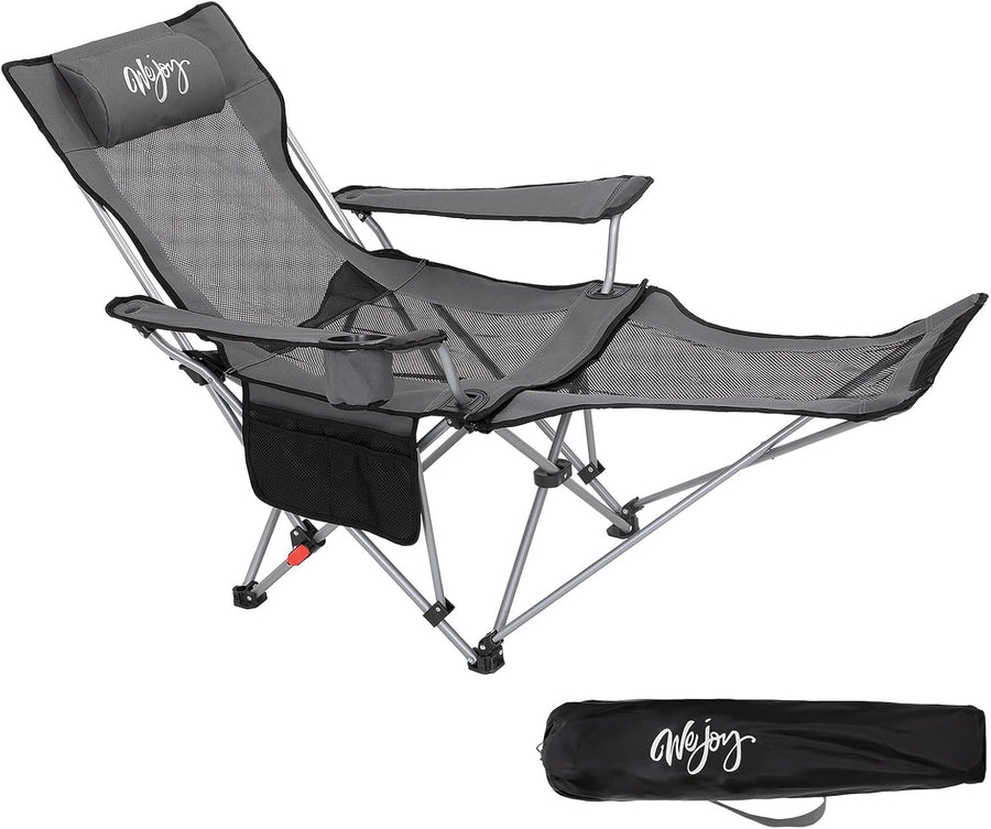 Reclining Camping Chair with Footrest Dark Grey