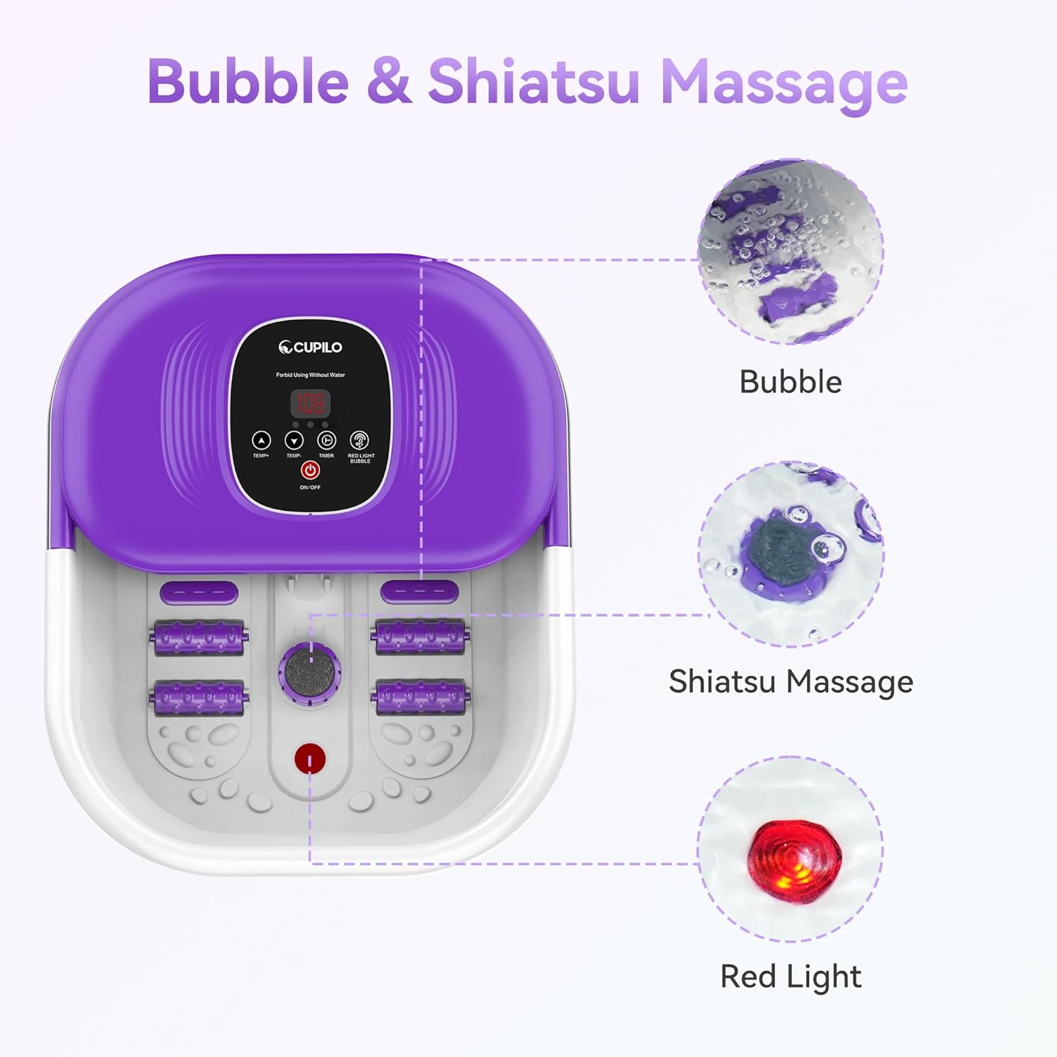 Foldable Heated Foot Spa Bath Bubble Massage Rollers Pedicure