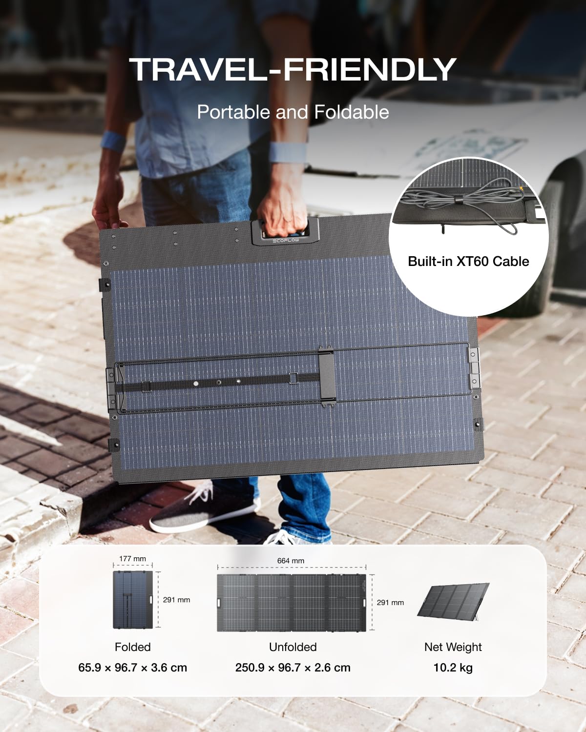 400W Portable Bifacial Solar Panel Foldable IP68 Camping Backup