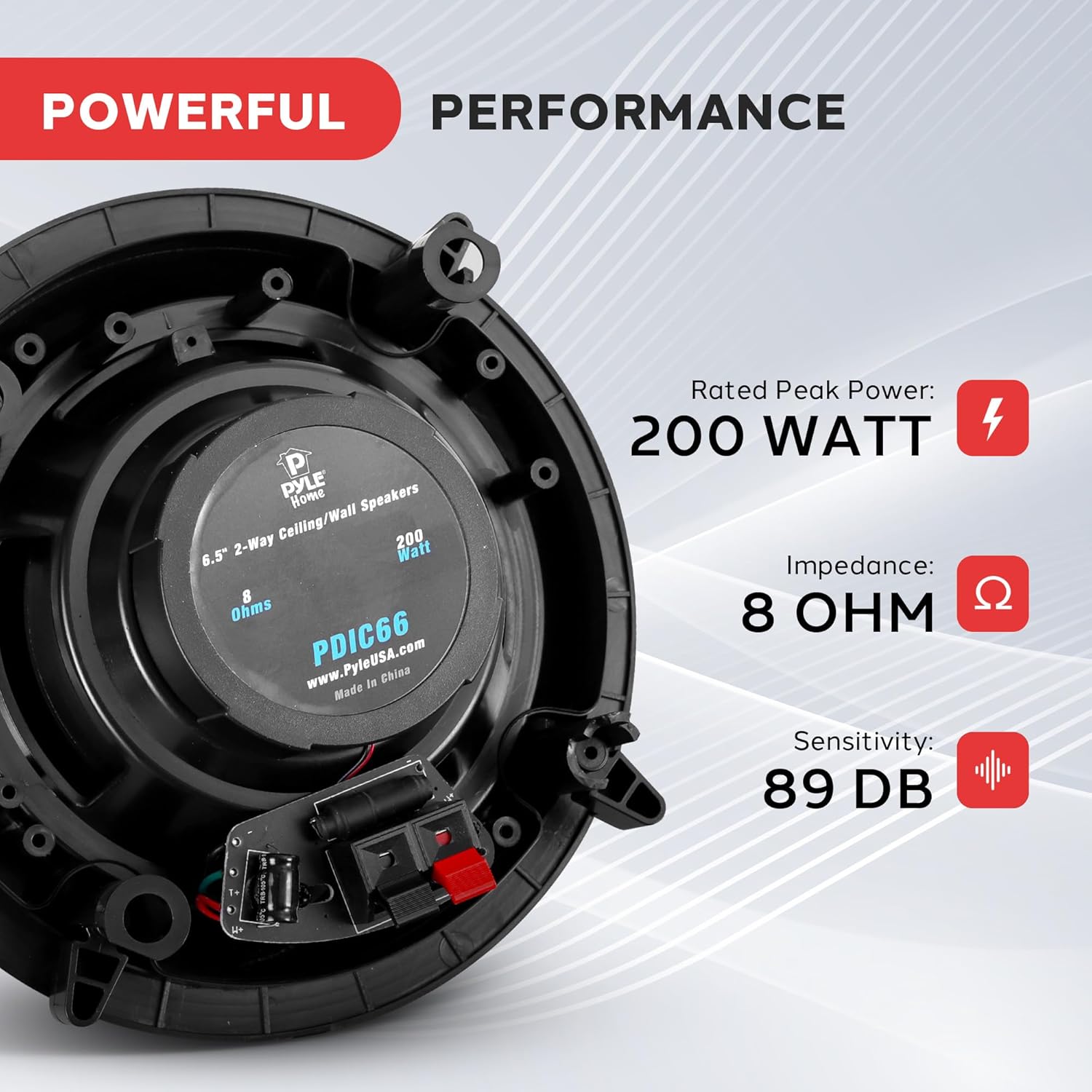6.5 Inch In Ceiling Wall Speakers 200W Flush Mount Stereo Pair