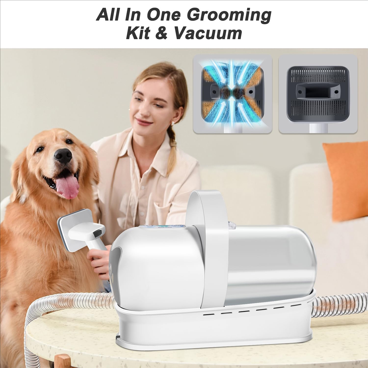 Dog Grooming Vacuum Kit 13000Pa 1L Low Noise 6 Comb