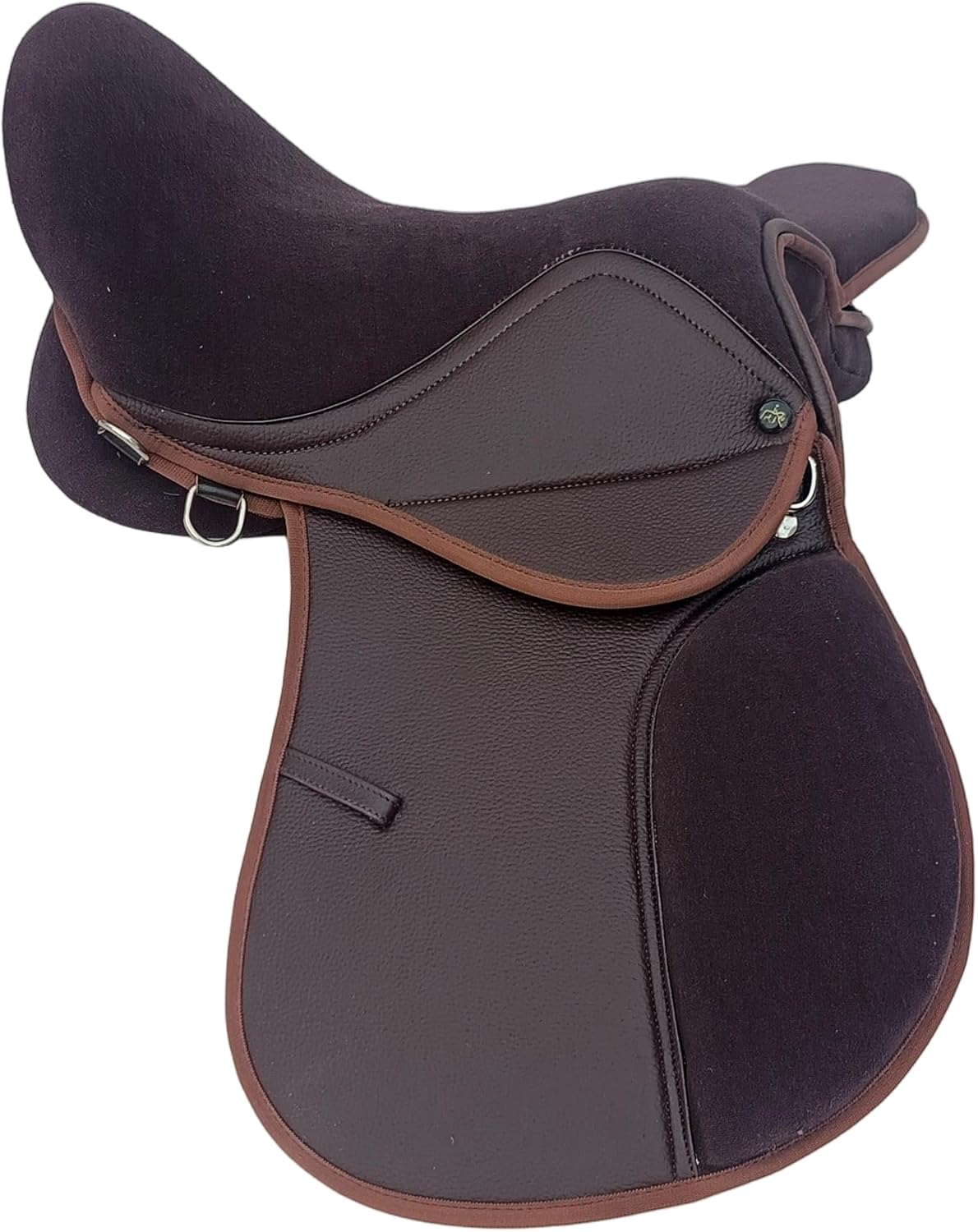 Synthetic GP Horse Saddle 15 Inch Wide Fit Black Brown Suede Seat