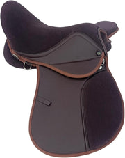 Synthetic GP Horse Saddle 15 Inch Wide Fit Black Brown Suede Seat