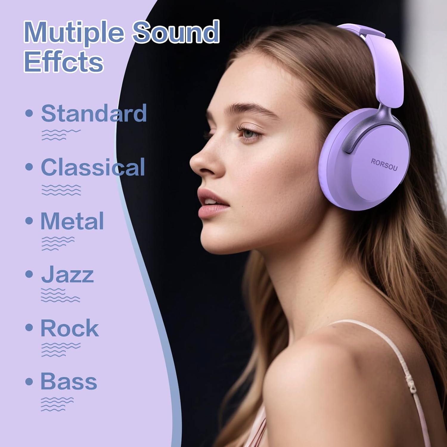 Wireless Bluetooth Over Ear Headphones 50H Playtime Deep Bass Foldable