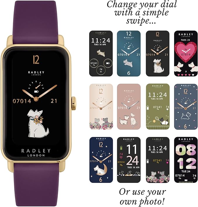 Womens Smart Watch Bracelet Set Plum Strap